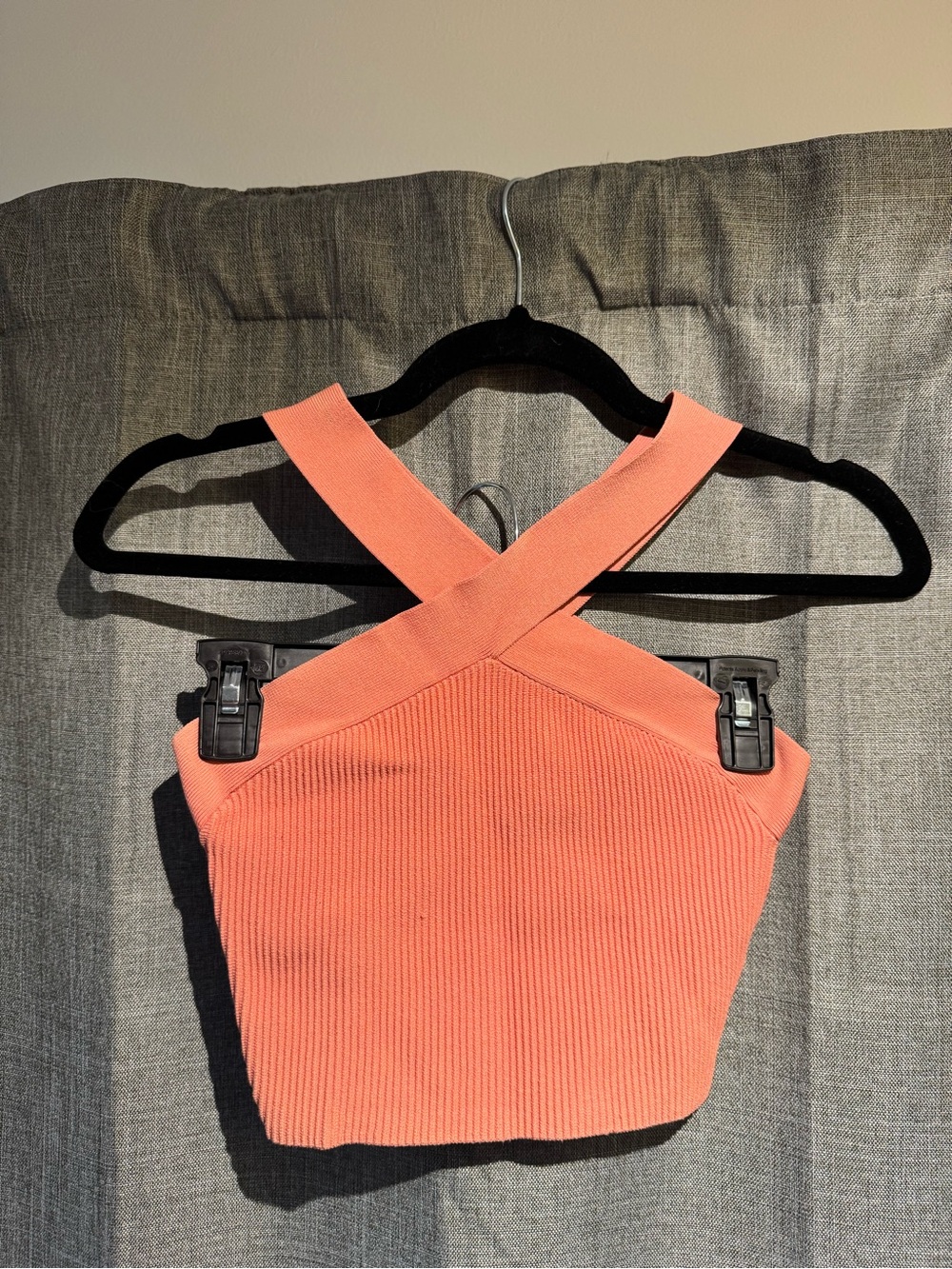 Babaton Coral Cross-Front Ribbed Crop